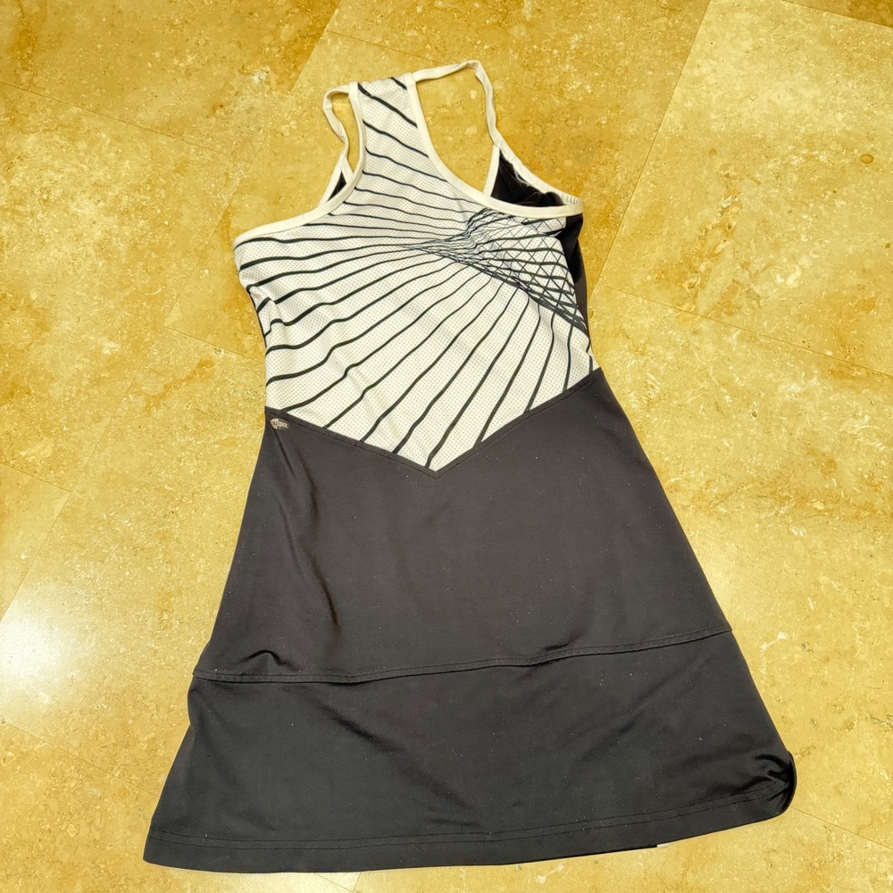 Adidas Tennis Dress Womens Rich Black White Racerback Graphic Mesh 557403